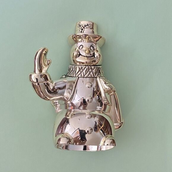 Snowman Silver Plated Wine Bottle Holder - Christmas Holiday Hosting Hostess - Picture 1 of 11